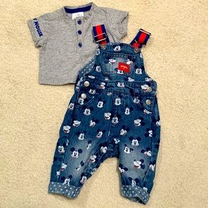 NWOT Mickey Mouse denim overalls outfit - 3M